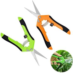 ChAusa 2 Pezzi Forbici Potatura Cesoie Giardinaggio Professionali Forbice Cesoie per Bonsai Cesoia da Potatura Acciaio Inox Adatto per Bonsai, Frutti,Rami,Rose (Verde e Arancione)