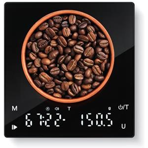 Drcowu Bilancia da Caffè Ricaricabile con Timer, 2kg Capacità, 0.1g Precisione, Mini Bilancia per Espresso e Pour-Over, Bilancia Digitale Portatile con Funzione Tare e Sensore di Gravità, Nero