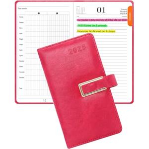 HW CASA Agenda 2025 in Italiano-Pianificatore 10x18 cm con Chiusura a Fibbia, 12 Mesi con Divisori Colorati, Copertina in Similpelle, Ideale per Diari, Pianificazione Personale e Lavorativa