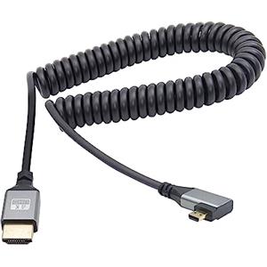 RIIEYOCA 90 gradi ad angolo retto UHD 4K Micro HDMI Maschio a HDMI Maschio 18Gbps Alta Velocità 2.0 Cavo estensore a spirale Supporta 4K@60Hz, 1080p, ARC, 3D, Ultra Allungabile a 1,5M/5FT