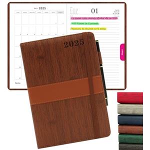 HW CASA Agenda Giornaliera 2025 A5 - Planner Un Giorno per Pagina con Divisori Mensili, Blocchi Note, Penna,Portapenne, Copertina Rigida e Elastico - Ideale per Scuola, Famiglia e Lavoro