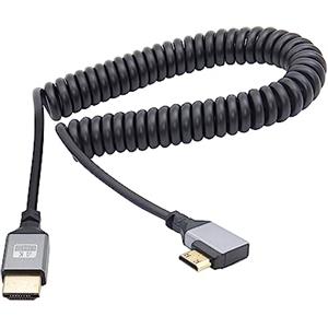 RIIEYOCA 90 gradi ad angolo sinistro UHD 4K Mini HDMI Maschio a HDMI Maschio 18Gbps Alta Velocità 2.0 Cavo estensore a spirale Supporta 4K@60Hz, 1080p, ARC, 3D, estensibile a 1.5M/5FT