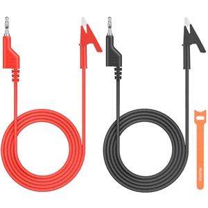 Proster Set di Conduttori di Prova per Multimetro 2 pz 1,2m/3,93ft Conduttori da 4mm con Spina a Banana e Clip a Coccodrillo 20A/1000V Cavi di Sicurezza Conduttori in Rame Isolati per Test Elettrici