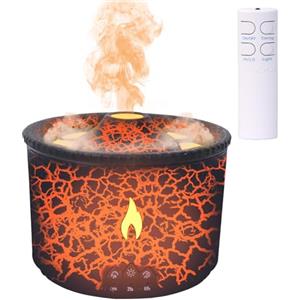 Auveach Diffusore di Aromi con Effetto Fiamma 2 Colori di Luce 360ML Umidificatore Diffusore di Oli Essenziali 2 Modalità di Nebulizzazione Funzione Timer e Telecomando per Casa Ufficio (Nero)