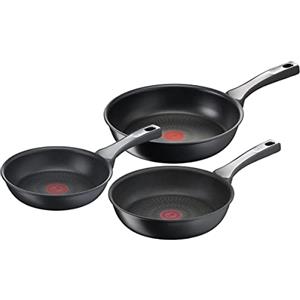 Tefal - Unlimited On, Set di 3 padelle: 3 padelle da 20, 24, 28 e 28 cm con rivestimento super resistente, Thermo-Fusion, forma profonda, tutti i tipi di fornelli, prive di PFOA