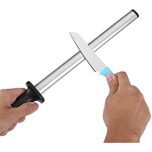 Zerodis Affilatura Acciaio per Affilare Diamanti, 10 Pollici Professionale Acciaino Diamantato Affilacoltelli per Diversi Tipi Coltello Per Cucine Domestiche Cuochi Professionisti Ristoranti