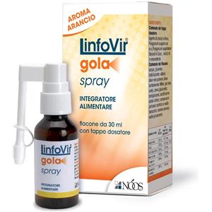 NOOS Linfovir Gola Spray 30 ml - Integratore Antiossidante con Resveratrolo, Aloe Vera e Zinco, Sapore Arancia