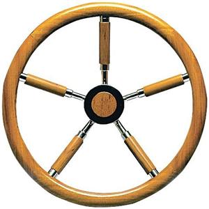 Osculati Timone Inox e Legno 400 mm con Cerchio in Teak e Razze Rivestite