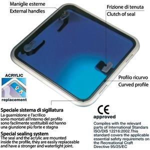 Lewmar Passo Uomo Low Profile 44 - Portello in Alluminio Anodizzato, Apertura Fino a 95°, Sporgenza 25 mm