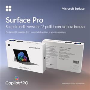 Microsoft Surface Pro 12 + Keyboard Qualcomm Snapdragon 256 GB 30,5 cm (12'') 16 GB Wi-Fi 7 (802.11be) Windows 11 Home Platino
