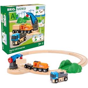 BRIO World - Starter Set Solleva e Carica, Set Costruzioni Trenino in Legno da 14 Pezzi, Giocattolo per Bambino e Bambina 3+ Anni