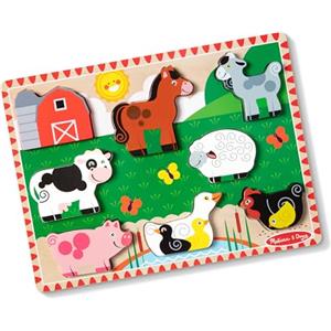 Melissa & Doug Puzzle in Legno Animali della Fattoria - Gioco Educativo con Pezzi Facili da Afferrare, 12 Pezzi, per Bambini e Bambine, 2+ Anni - Certificato FSC, Certificati FSC