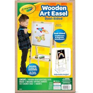 CRAYOLA - Lavagna in Legno Double Face, Doppia Superficie Nera e Bianca Magnetica, Include Gessi e Pennarelli, per Bambini dai 3 anni e Scuola, 04-2967