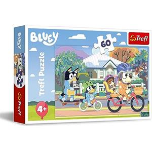 Trefl - Bluey, Felice Bluey - Puzzle 60 Tessere - Puzzle Colorati con gli Eroi delle Fiabe, Intrattenimento Creativo, Divertimento per Bambini dai 4 anni