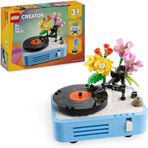LEGO Creator 3 in 1 Giradischi con Fiori - Modellino Ricostruibile in Radio Retrò o in Microfono - Giochi Creativi per Bambine e Bambini da 8 Anni in su Fan della Musica - Idea Regalo - 31172