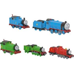 Thomas & Friends, Il Trenino Thomas - Set Trenini, con 2 locomotive a spinta e 3 treni motorizzati a pile, personaggi classici in metallo e tappetino incluso, giocattolo per bambini, 3+ anni, JHF10