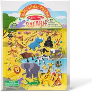 Melissa & Doug Libro Adesivi Attacca e Stacca - Stickers Riutilizzabili Tema Safari, Idea regalo per Bambini, 4+ anni - Certificati FSC