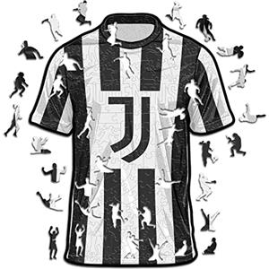 Iconic Puzzles - Juventus Jersey, Puzzle di Legno con licenza ufficiale, 100% sostenibile, regalo per adulti e bambini, taglia S, 150 Pz