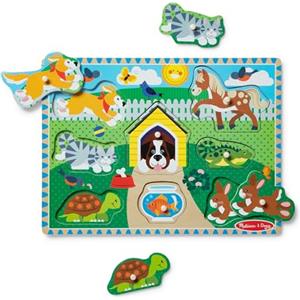 Melissa & Doug Puzzle in legno per bambini animali domestici, Regalo bambina e bambino, Giochi a incastro con animali per bimbo o bimba, Gioco puzzle pezzi grandi bambini 2, 3, 4, 5 anni