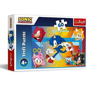 Trefl - Sonic The Hedgehog, Sonic in Azione - Puzzle da 60 pezzi - Puzzle Colorati con i Personaggi del Gioco Sonic, Gioco Creativo, Divertimento per Bambini a partire da 4 anni