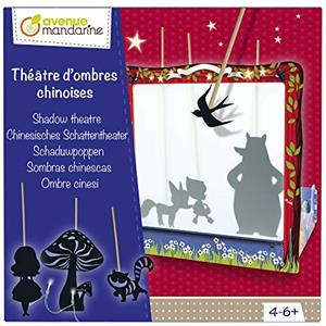 Avenue Mandarine KC036C - Scatola creativa teatro delle ombre cinesi che comprende un teatro da assemblare 25x18x26 cm, 28 personaggi, 28 bastoncini e un LED (pile non incluse) + Istruzioni