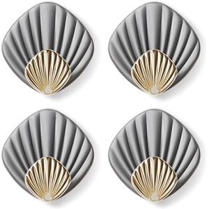 RICOO Ganci Adesivi Premium, HP004-GY, Set da 4 Gancetti Adesivi per Bagno e Cucina, Porta Accappatoio e Asciugamani, Appendiabiti Adesivo, Grigio, Stile Moderno