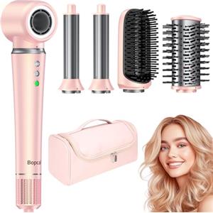 Bopcal Hair Styler 5 in 1 Asciugacapelli con Sacchetto- Professionale Phon Capelli 160000 RPM，Arricciacapelli Automatico 32MM, Spazzola Aria Calda con 500 Milioni Ionico, Volumizzant, Liscio, Regali