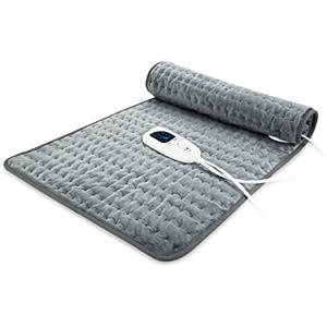 Letitwell Termoforo Elettrico, Termoforo per schiena, collo, spalle e addome con spegnimento automatico, flanella morbida grigio scuro, 85 x 43 cm