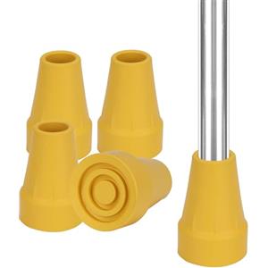 supregear 4pz Punta di Gomma Rinforzata per Bastoni, 22mm, Antiscivolo, Calotta di Protezione per Canne, Stampelle e Bastoni da Passeggio, Giallo