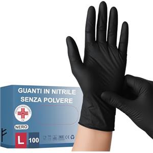 Stone&Stone S&S-Medical Guanti in Nitrile Neri Senza Polvere monouso Resistenti Ipoallergenici Senza Lattice Dispositivo Medico | Uso Professionale Alimentare Medic Alimentare Tatuatori Chef | S M L XL (100, L)