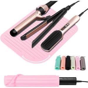 Quccefods - Grande tappetino resistente al calore in silicone, supporto per strumenti di calore per bigodini e piastre