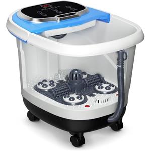 SOARS Pediluvio rilassante, massaggio elettrico per i piedi con superficie di massaggio rimovibile, massaggiatore piede con funzione di riscaldamento 35-48 ℃ e doccia, timer 10-60 min (blu)