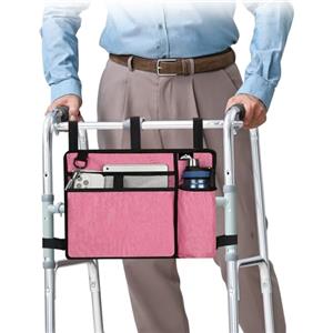 supregear Borsa per Sedia a Rotelle con Portabicchieri, Borsa per Girello Resistente All'acqua Cestino Accessori per Camminatore Pieghevole per Sedie a Rotelle, Deambulatori, Scooter, Rosa