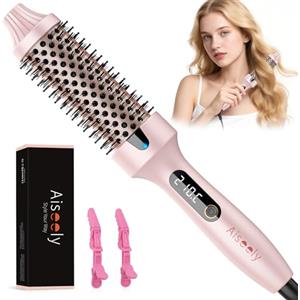 AISEELY Spazzola Termica per Capelli, 38MM Thermal Brush con 6 Temperature (160℃-210℃), Thermal Brush Lonica 3 in 1 con Display LCD, Usato Come Lisciare, Spazzola per Ricci, Dual Voltage