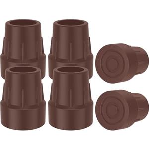 supregear 6pz Punta Gomma 25mm per Stampelle, Bastoni, Deambulatori, Sedie WC, Sgabelli Doccia, Panchine da Bagno, Universali Antiscivolo, Marrone