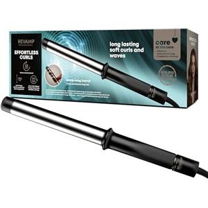 REVAMP Effortless Curls Ferro Arricciacapelli Extra Lungo - 32mm con Fusto Ampio, 25% più lungo, Smart Heat - Per Capelli Lunghi, Infuso con Olio di Argan Arricciacapelli Professionale per Onde Lucide