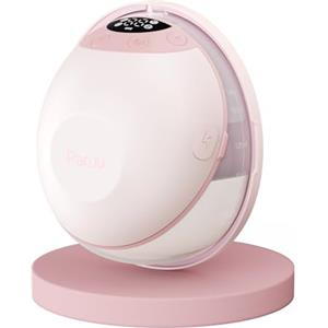 Paruu P20 Tiralatte Elettrico Indossabile, 4 Modalità e 12 Livelli con Flangia a Doppia Tenuta da 19/21/24 mm, Tiralatte Portatile, Design Visivo del Tempo e Volume del Latte (1, Rosa)