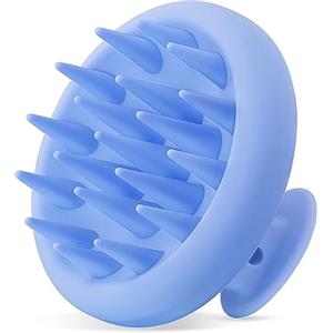 HEETA Spazzola massaggiante per cuoio capelluto, in silicone, con setole morbide, design in silicone integrato, spazzola per shampoo per capelli bagnati e asciutti, blu