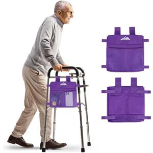 supregear Borsa Laterale per Deambulatori, Pochette Accessorio Resistente All'acqua per Deambulatori Pieghevoli, Trasporto Leggero a Mani Libere, Caddy Universale per Anziani, Viola
