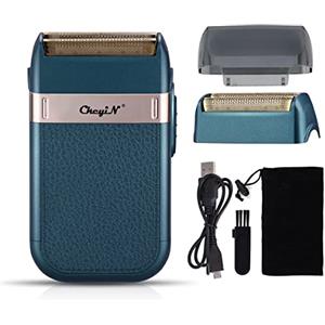 CkeyiN Rasoio Alternativo da Uomo, Elettrico Ricaricabile USB con Testina in Lamina Sostituibile, Portatile, Multifunzione, Wet & Dry per Barba,Rifinitura,Toelettatura