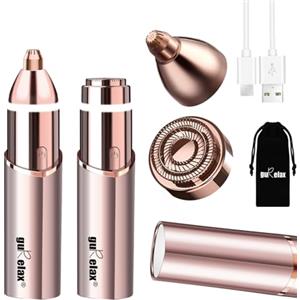 Gurelax Rimozione dei peli del viso, rasoio per il corpo da donna (2025 Luxury 2 in 1), delicato e veloce, rasoio elettrico per sopracciglia per mento, labbro, viso, naso