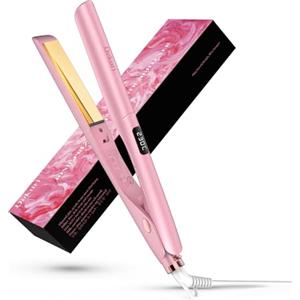 Dekuri Piastra per capelli Dekuri 2 in 1, arriccia e liscia, piastra liscia in titanio, riscaldamento rapido in 30 secondi, display LED 120-230°C, piastra ionica per capelli da donna - Rosa