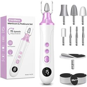 PALATALA Fresa Professionale per Manicure e Pedicure, Lima per Unghie Elettrica, 15 Velocità Regolabil, Fresa per Unghie Piedi con 8 Accessori, Set Manicure Elettrico per Mani O Piedi, Casa e Salone