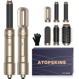 Atopskins 6 in 1 Air Styler & Spazzola Asciugacapelli Atopskins Multifunzione Airbrush 6 in 1 Hair Styler Spazzola Phon per Capelli Con Spazzola Lisciante 3 Regolazione della Temperature, Styler Capelli