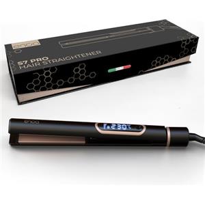 ENOA S7 Piastra Capelli Professionale - Ionica, Ceramica e Tormalina, 5 Temperature 150-230°C, Riscaldamento Rapido, Memoria, Capelli Lucenti