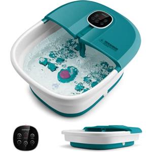 COSTWAY Pediluvio Massaggiatore Piedi Elettrico, Pediluvio Idromassaggio Plantare Pieghevole con Telecomando, 3 Temperature Regolabili, Timer, Fino al 45 (Anatra blu)