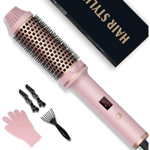 UKLISS Thermal Brush 38 mm, spazzola termica 3 in 1 - Pro ionica spazzola rotonda 120 - 210 ℃, doppia tensione per viaggi, aumentare il volume dei capelli, spazzola lisciante, ferro arricciacapelli (rosa)