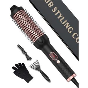 UKLISS Thermal Brush 38 mm, spazzola termica 3 in 1 - Pro ionica spazzola rotonda 120 - 210 ℃, doppia tensione per viaggi, aumentare il volume dei capelli, spazzola lisciante, ferro arricciacapelli (nero)