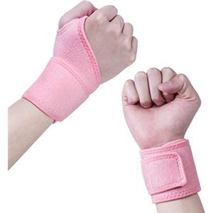 URAQT Tutore Polso, 2 Pezzi Fascia da Polso Supporto Polso, Tutore Tunnel Carpale per Sindrome del Tunnel Carpale, Artrite, Tendinite, Frattura e Distorsione del Polso, Fasce da polso sx e dx (Rosa)