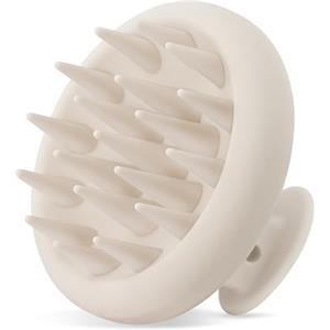 HEETA Spazzola massaggiante per cuoio capelluto, in silicone, con setole morbide, design in silicone integrato, spazzola per shampoo per capelli bagnati e asciutti, colore farina d'avena
